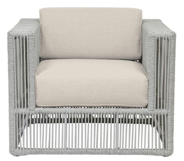 Sunset West Miami Silver Gray Aluminum/Olefin Rope Outdoor Club Chair with Echo Ash Cushion-1