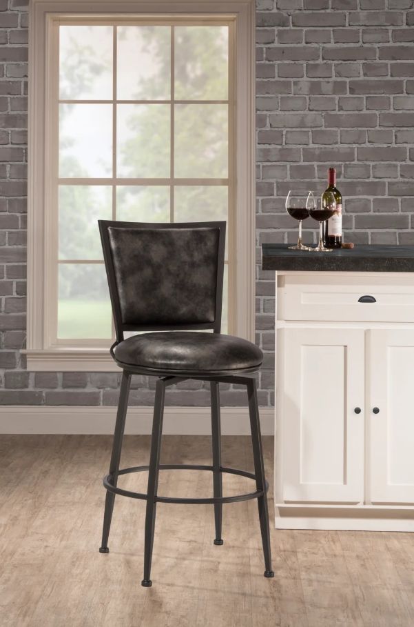 HH2 Home Rockvale Charcoal Metal/Gray Bar Height Stool-3