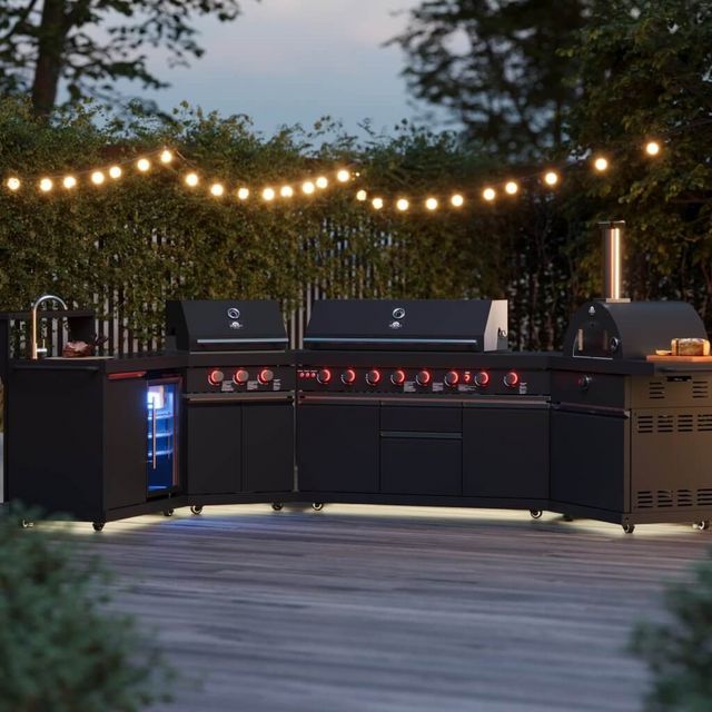 FORNO® Alta Qualita 5 Burner 176" Black Outdoor Kitchen Kit-12