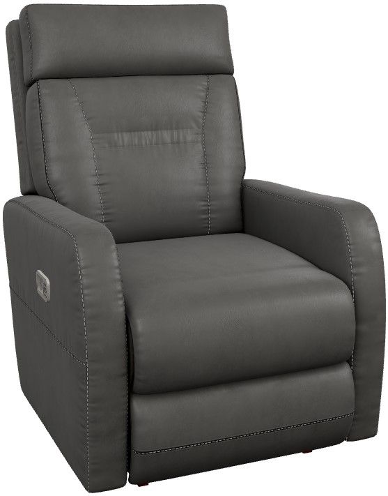La-Z-Boy® Lennon Charcoal Leather Power Rocking Recliner with Headrest and Lumbar-0