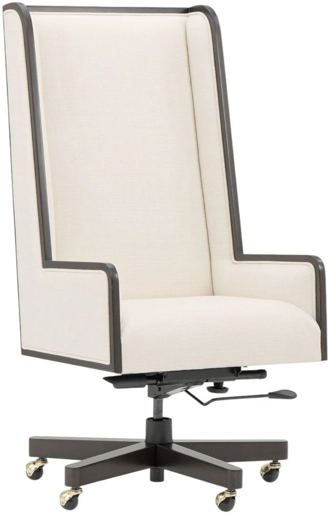 Michael Amini® Belmont Place Beige/Espresso Swivel Desk Chair-0