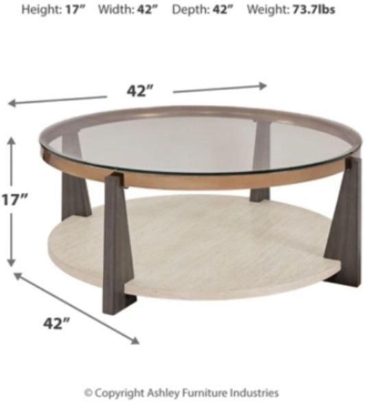 Signature Design by Ashley® Frazwa Glass Table Top Coffee Table with Brown Wooden Base-2