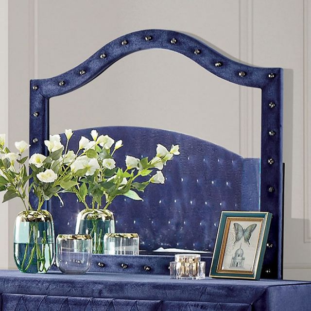 Furniture of America® Alzir 5-Piece Blue Queen Upholstered Bed Set-3