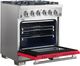 FORNO® Capriasca 30" Stainless Steel Pro Style Gas Range with Red Door-3