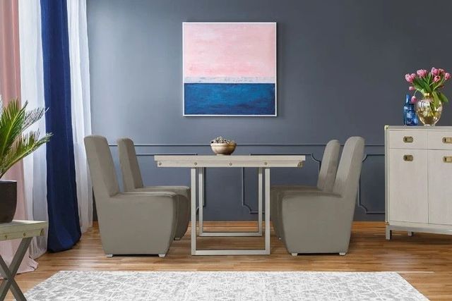 Michael Amini® Menlo Station Eucalyptus Dining Table with Brushed Silver Base-1
