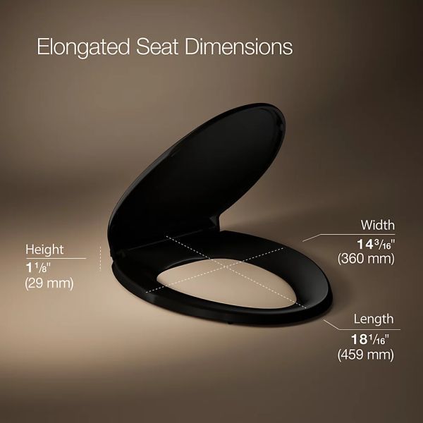 KOHLER® Glenbury™ Readylatch® Black Quiet-Close™ Elongated Toilet Seat-4