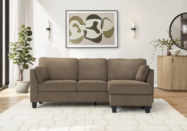Monarch Specialties Inc. Fjord-41 Light Brown Sofa Lounger and Reversible Chaise-1