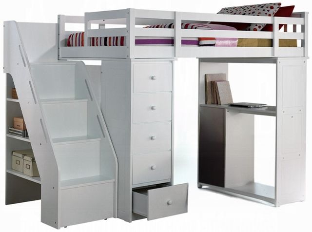 ACME Furniture Freya White Twin Youth Loft Bed with Storage-0