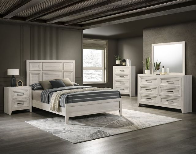 Crown Mark Lorraine White King Panel Bed-1