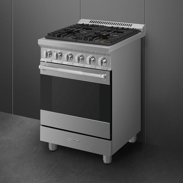 Smeg Professional 24" Stainless Steel Pro Style Gas Range-2