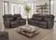 Franklin™ Winston Detroit Smoke Power Reclining Console Loveseat with Power Headrest and Dual Seat Air Massage-2