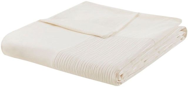 Olliix by N Natori 3 Piece White Full/Queen Hanae Cotton Blend Yarn Dyed Duvet Cover Set-3