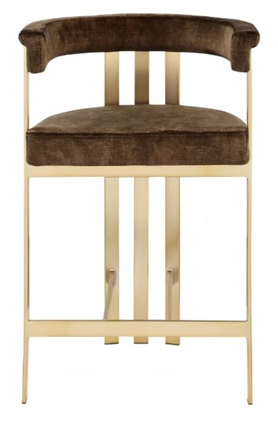 Meridian Furniture Marcello Brown/Brushed Brass Counter Stool-1
