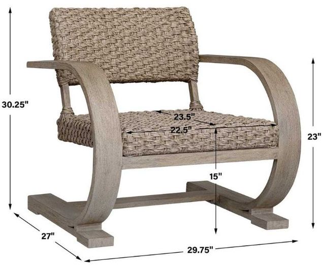 Uttermost® Rehema Cerused Wheat Wicker/Wooden Outdoor Lounge Chair-3
