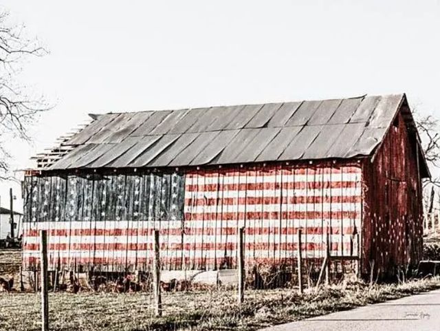 Classy Art American Flag Barn by Jennifer Rigsby Wall Art-0