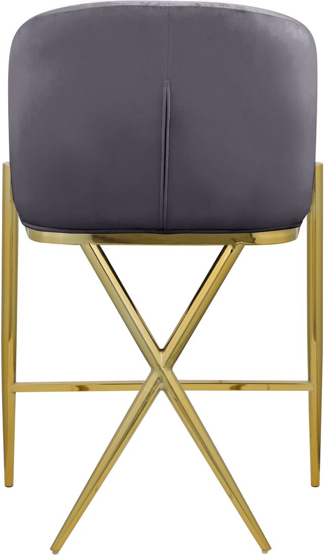 Meridian Furniture Xavier Gray/Gold Velvet Counter Stool-1
