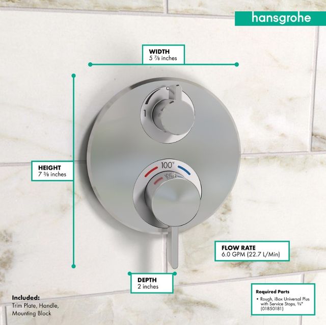 Hansgrohe Ecostat S Chrome Thermostatic Trim with Volume Control-3