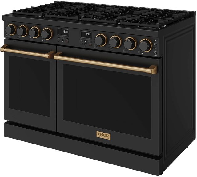 Thor Kitchen A Series 48" Black Matte Pro Style Gas Range with Bronze Hardware-4
