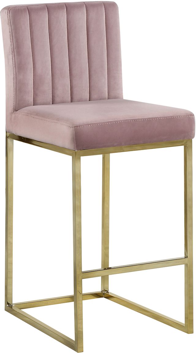 Meridian Furniture Giselle Pink Velvet Counter Stool-0