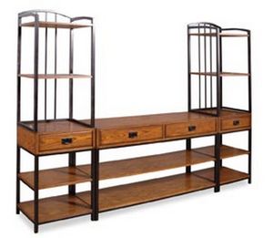 Front view of the homestyles® Modern Craftsman Brown Media Stand