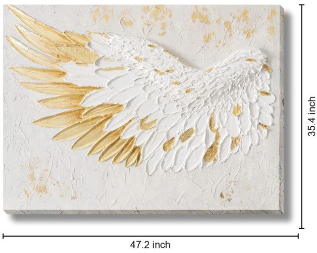 Classy Living Timeless Textured Gold Angelic Wing Wall Art-2