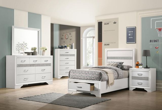 Coaster® Miranda 4-Piece White Twin Storage Bedroom Set