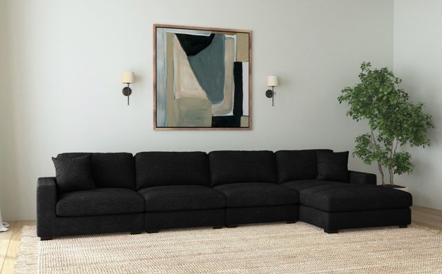 Elements International Arizona 4-Piece Steno Black Right-Arm Facing Sectional and Chaise-1
