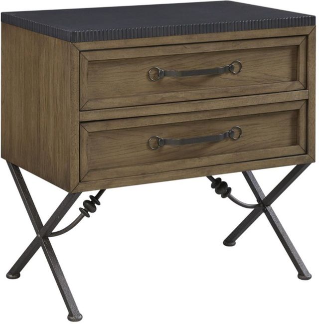 Bernards Tarrington Almond/Black 2-Drawer Nightstand-0