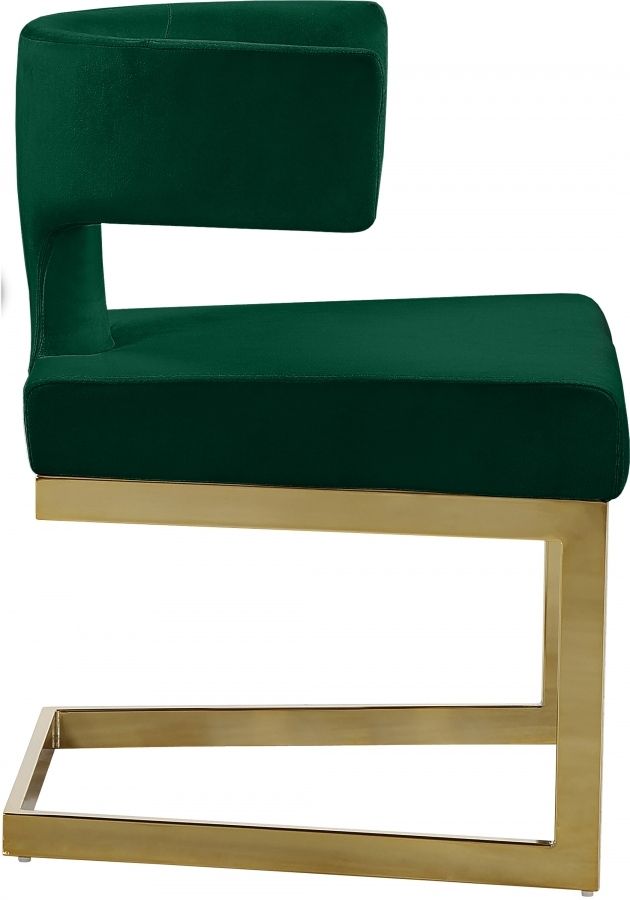 Meridian Furniture Alexandra Green/Gold Velvet Dining Chair-2