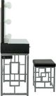 Elements International Margo Glass Top Vanity Table with Black/Silver Base-2