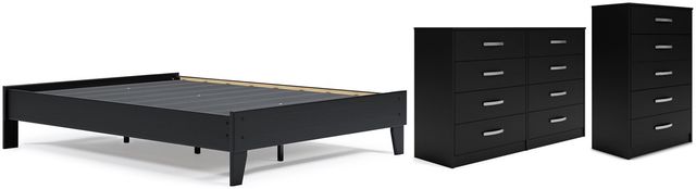 Signature Design by Ashley® Finch 3-Piece Black Queen Platform Bed Set-0