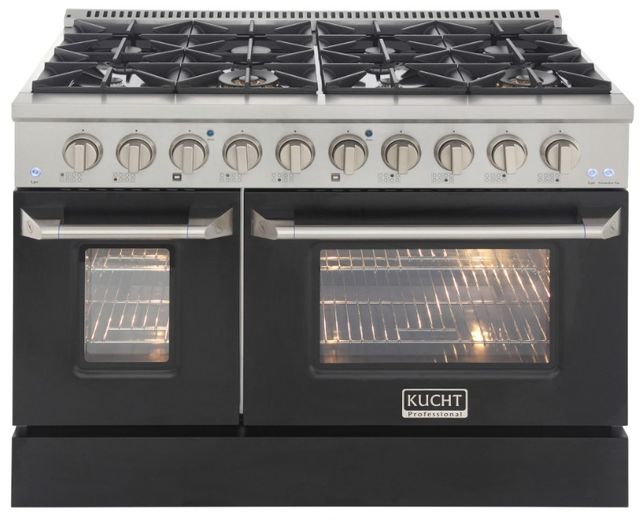 Kucht Professional KDF Series 48" Stainless Steel Pro Style Dual Fuel Range with Black Door-0