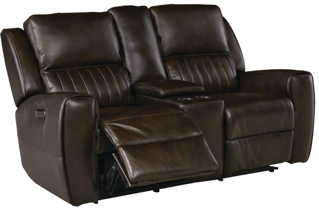 Bassett® Furniture Club Level Aberdeen Walnut Power Reclining Loveseat with Console-0