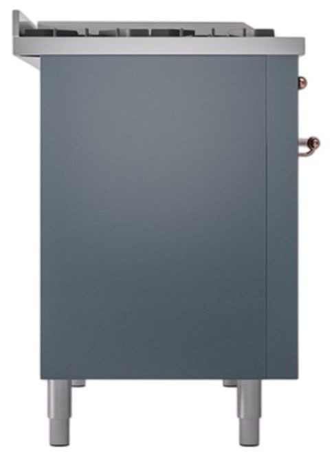 Ilve® Nostalgie II Noblesse 48'' Blue Gray Pro Style Dual Fuel Range with Copper Trim-2