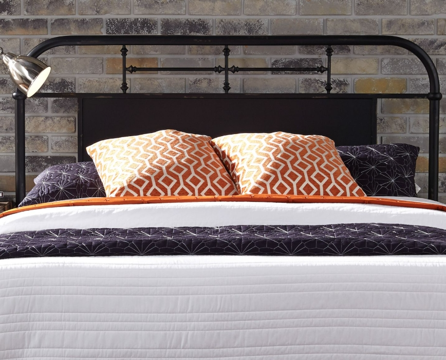 Liberty Furniture Vintage Distressed Black Queen Metal Rod Bed - Thumbnail 5