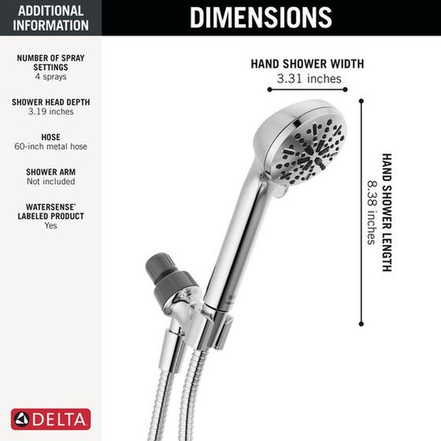 Delta Universal Showering Chrome 5-Setting Hand Shower-3