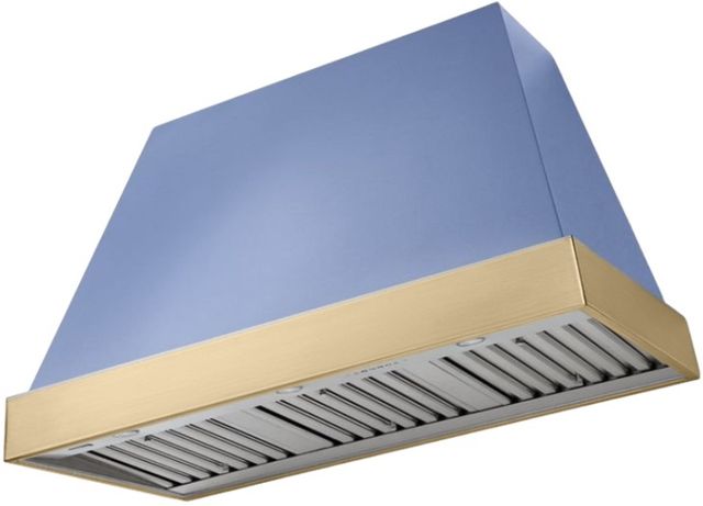 AGA Euclid 48" Carnaby Blue Wall Mounted Range Hood  with Brushed Brass Trim-0