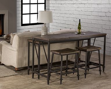 HH2 Home Trevino Walnut Bar Table with Copper Brown Metallic Base-3