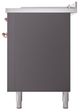 Ilve® Nostalgie II Noblesse 60'' Graphite Matte Pro Style Dual Fuel Range with Copper Trim-3