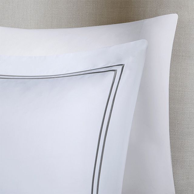Olliix by Madison Park Signature Luxury Collection 5 Piece Grey King Embroidered Cotton Sateen Comforter Set-2