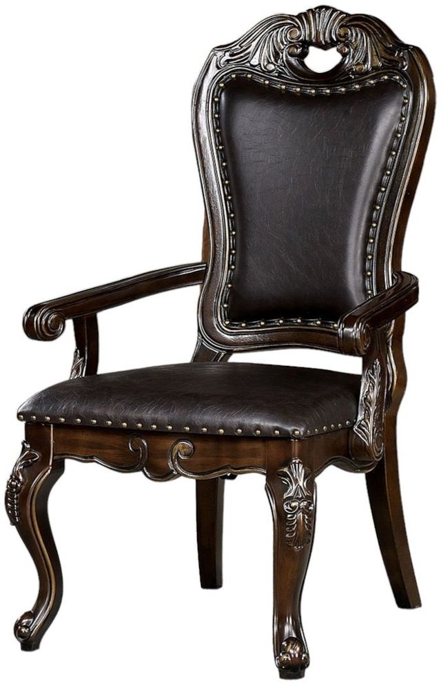Furniture of America® Lombardy 2-Piece Dark Brown/Walnut Arm Chair Set-2