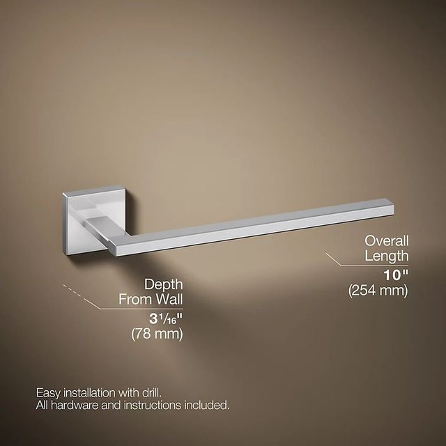 KOHLER® Square Polished Chrome Towel Arm-2