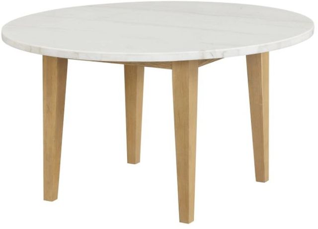 New Classic® Home Furnishings Essence White Marble Round Table Top with Natural Base-0