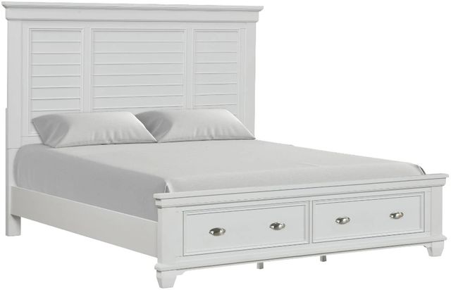 New Classic® Home Furnishings Jamestown White Queen Panel Storage Bed-0