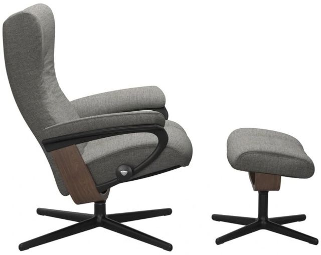Stressless® by Ekornes® Customizable Wing Large Manual Recliner and Ottoman with Cross Base-1