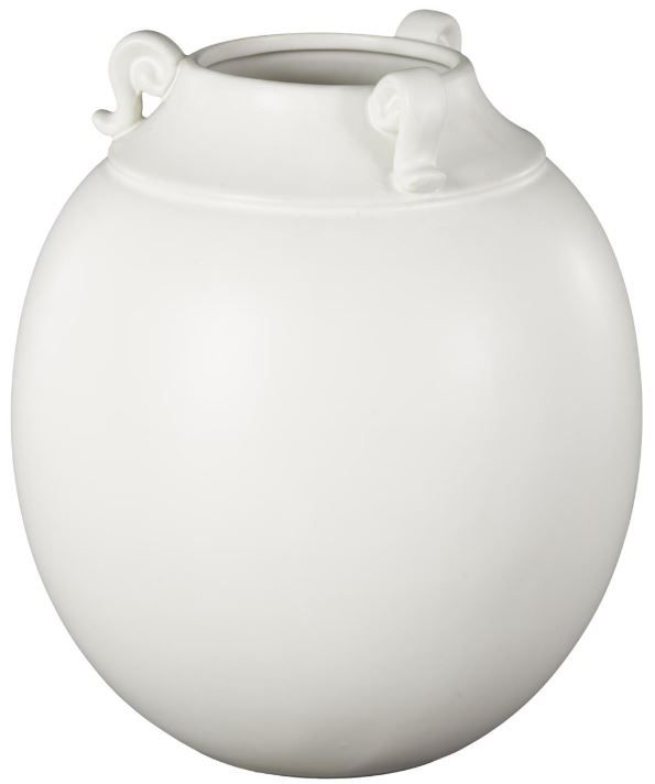 Deco Marche White Ceramic Vase with Scroll Handles-1