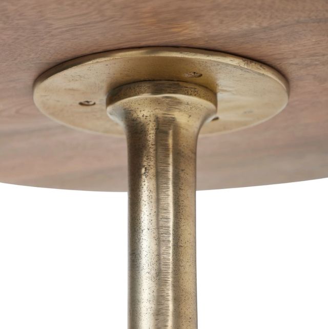 Renwil® Sparta Light Brown Accent Table with Antique Brass Base-4