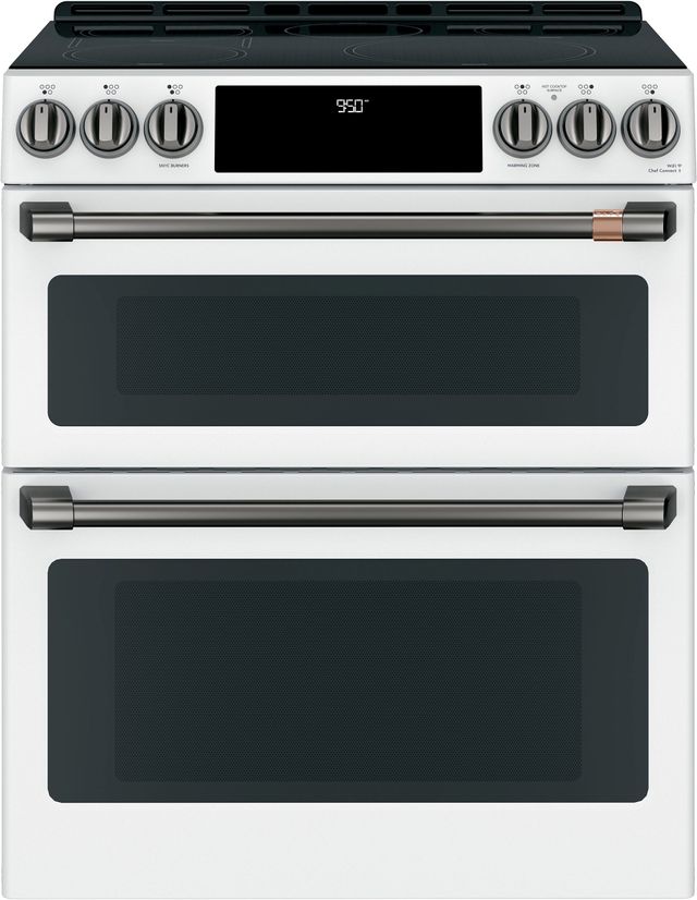 Café™ 30" Matte White Slide In Double Oven Induction Range-9