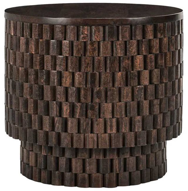 Classic Home Norwood Bark Brown 25" Round End Table-0