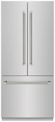 ZLINE Autograph Edition 36 " 19.6 Cu. Ft. Stainless Steel with Graphite Gray Interior and Polished Nickel Helix Handles French Door Built-In Bottom Freezer Refrigerator with Water Dispenser and Ice Maker -0